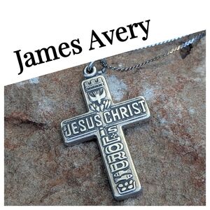 Rare-Retired James Avery "Jesus Christ Is Lord" Sterling Silver Pendant